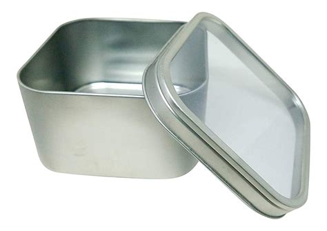 metal tin box with window|lightweight metal box with lid.